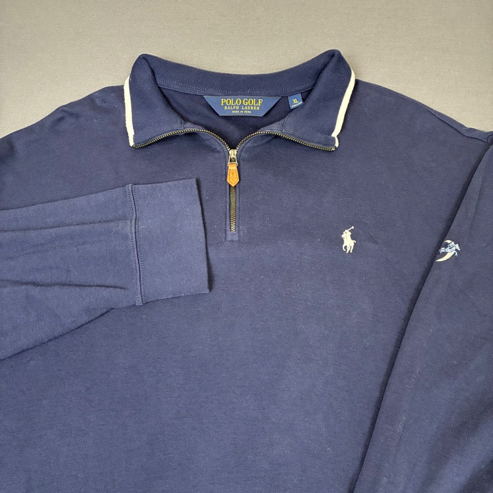 Polo Golf Ralph Lauren Men's Navy Blue 1/4 Zip Sweater Size XL Preppy